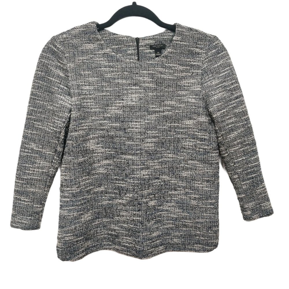 Ann Taylor Petite Marled Tweed Knit Top Size SP